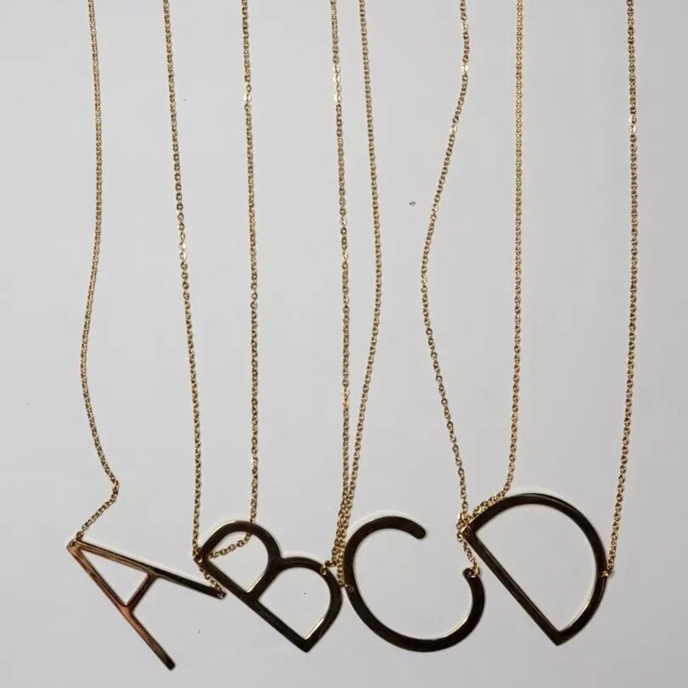 Gold Initial Pendant Necklace Letters A-Z - Picture 5 of 8